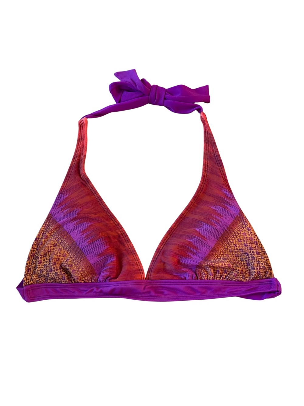 Athleta Ultraviolet Purple & Rust Geometric Triangle Print Bikini Top - Size S